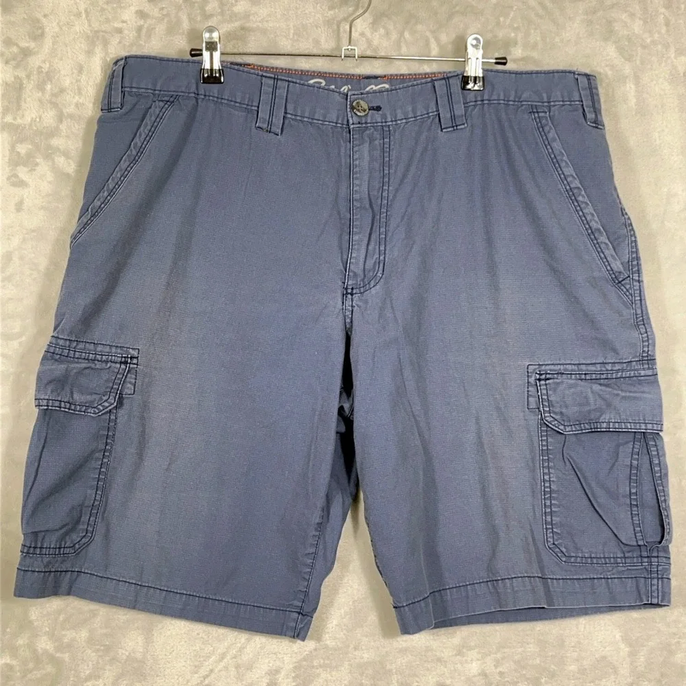 Eddie Bauer Men Cargo Shorts 40 Blue Ripstop Cotton Utility Outdoor 6-Pocket